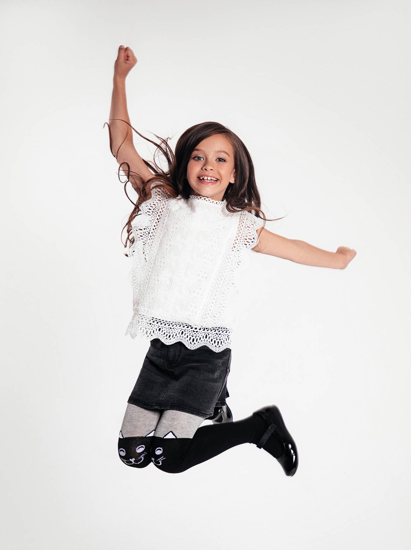 #4С-02СП(466) - Tip-Top Conte-Kids Classic Solid Cat Face Cotton Tights For Girls 2yr. 4yr. 6yr. 8yr. 10yr. 12yr.