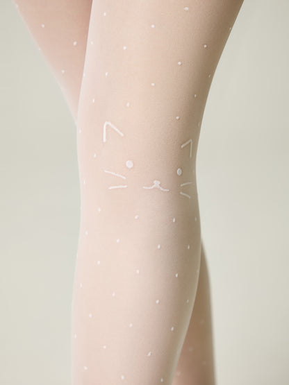 Conte Katie 20 Den - Fantasy Tights for Girls with Polka Dot & Cat Design - 4yr. 6yr. 8yr. 10yr. 12yr. (24S-168SP)