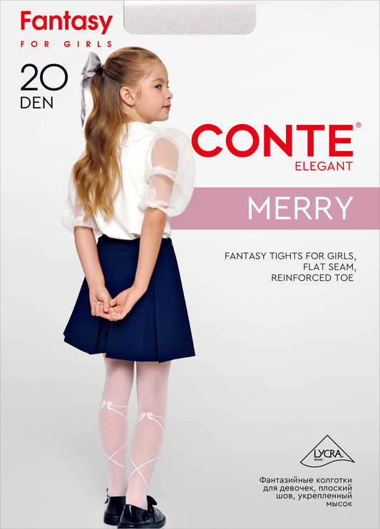 Conte Merry 20 Den - Fantasy Tights for Girls with Laced-Up Bow Design - 4yr. 6yr. 8yr. 10yr. 12yr. (24S-166SP)