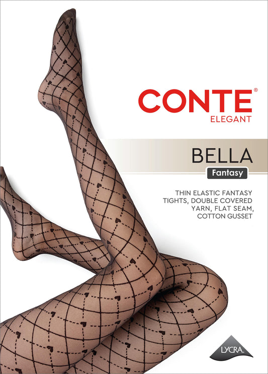 Conte Bella 20 Den - Fantasy Women's Tights with Geometric Pattern & Hearts (24S-81SP)