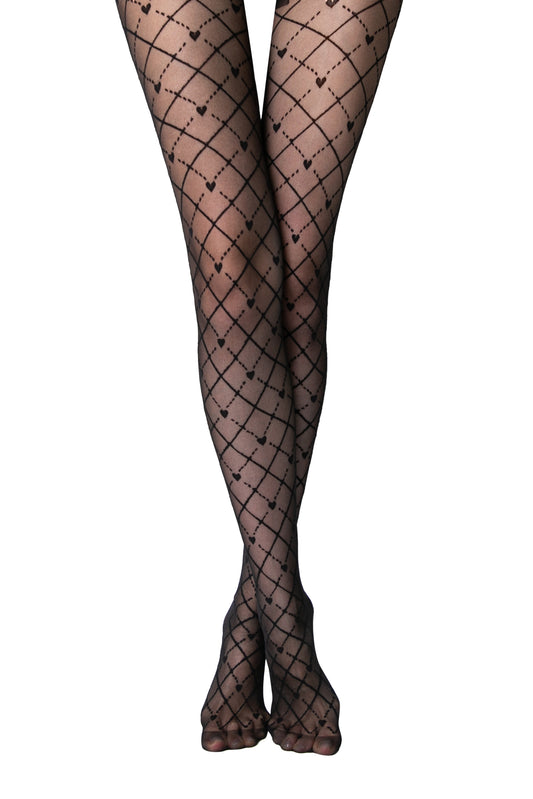 Conte Bella 20 Den - Fantasy Women's Tights with Geometric Pattern & Hearts (24S-81SP)