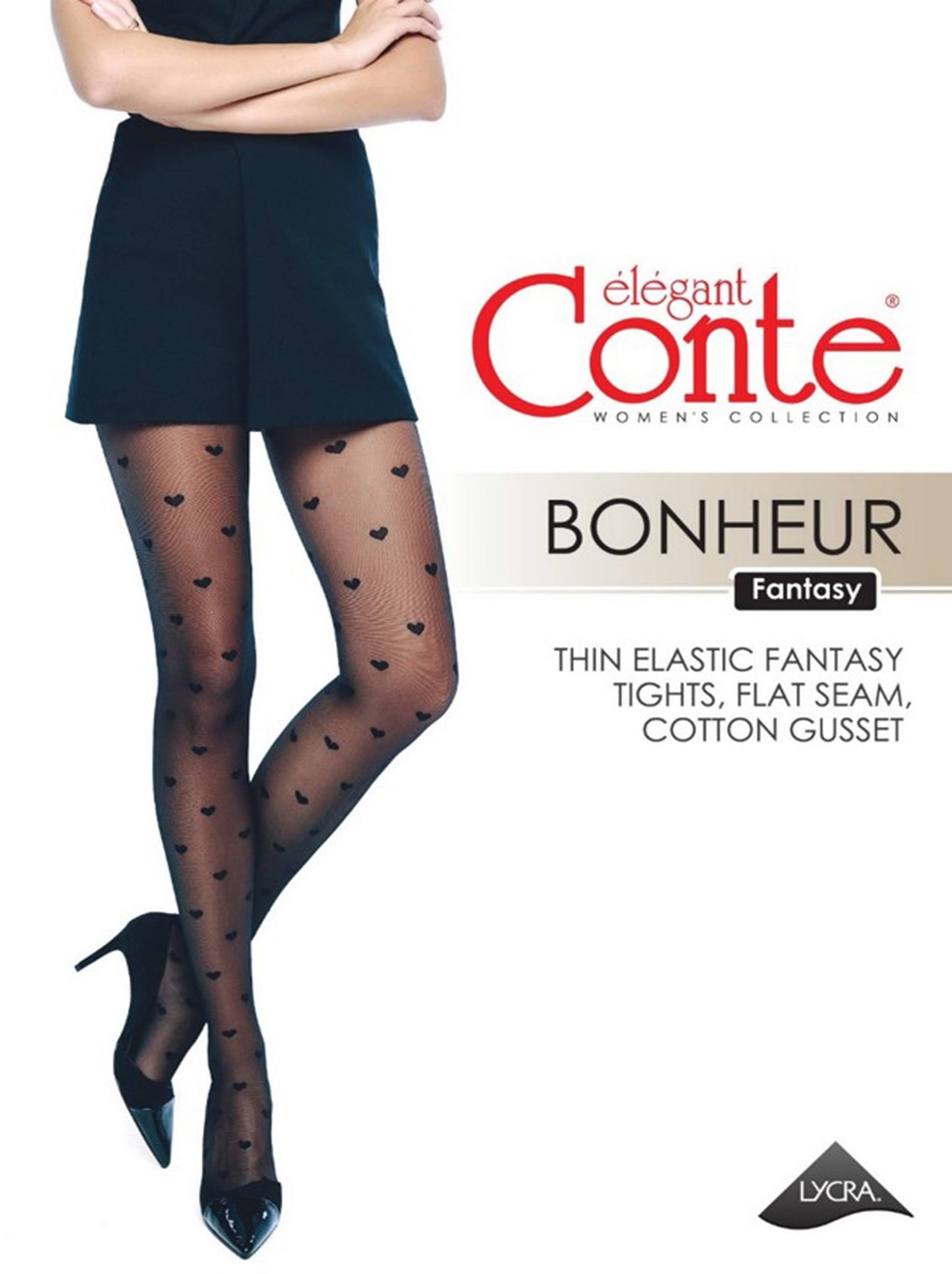 Conte Bonheur 20 Den - Fantasy Women's Tights with a "heart" pattern (19S-109SP)