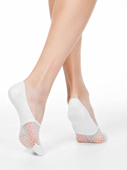 Conte Esli #IS007 - 1 pair Cotton Invisible Women's Footlets (with sheer mesh insert)