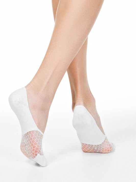 Conte Esli #IS007 - 1 pair Cotton Invisible Women's Footlets (with sheer mesh insert)