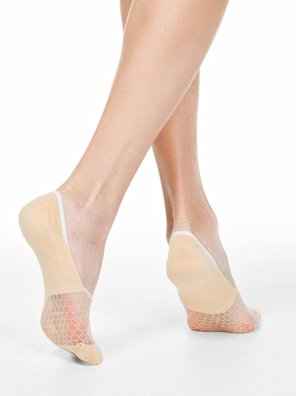Conte Esli #IS007 - 1 pair Cotton Invisible Women's Footlets (with sheer mesh insert)