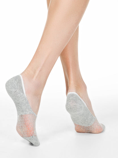 Conte Esli #IS007 - 1 pair Cotton Invisible Women's Footlets (with sheer mesh insert)
