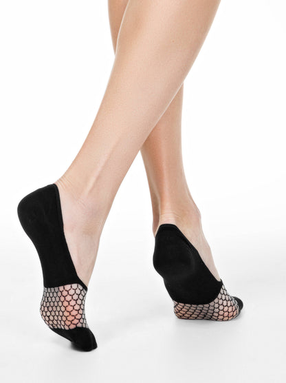 Conte Esli #IS007 - 1 pair Cotton Invisible Women's Footlets (with sheer mesh insert)