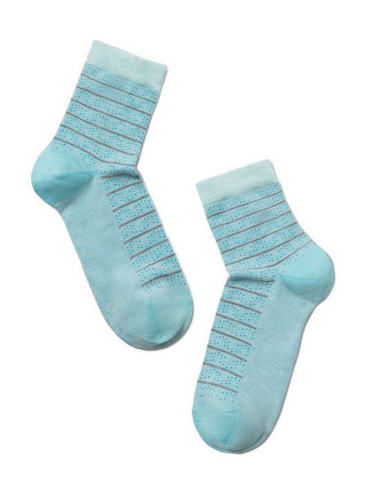 Conte Comfort #14S-66SP(047) - 1 pair 7% Cashmere 63% Viscose Women's Socks with striped pattern