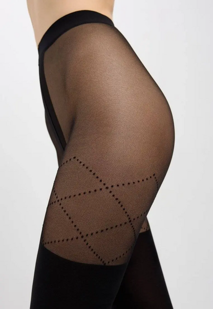 Conte Fabia 50 Den - Fantasy Women's Tights with imitate stockings & geometric pattern of dots (21S-177SP)