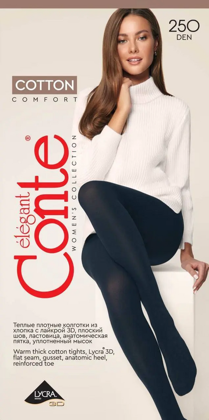 Conte Cotton 250 Den - 70% Cotton Warm Opaque Women's Tights (6S-16SP)