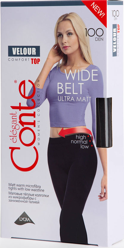 Conte Velour Top 100 Den - Microfibra Opaque Low Waist Women's Tights (19С-125СП)