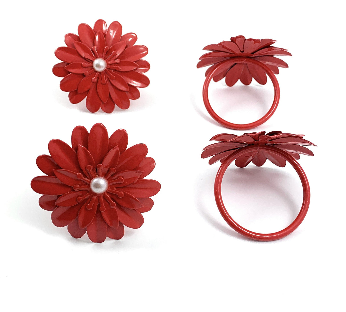 Vibhsa Red Floral Set of 4 Napkin Rings