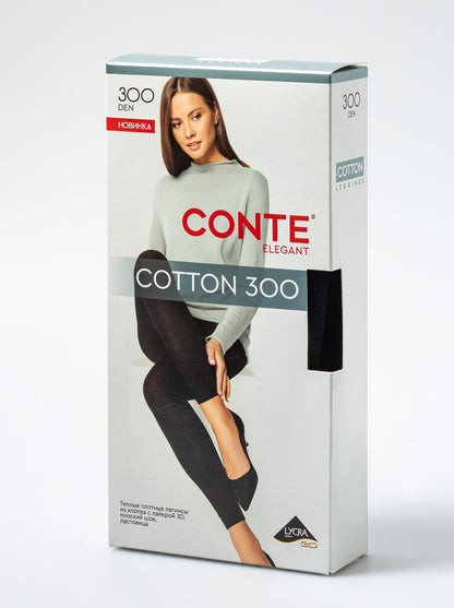 Conte Cotton 300 Den - 74% Cotton Warm Opaque Women's Leggings (25S-10SP)