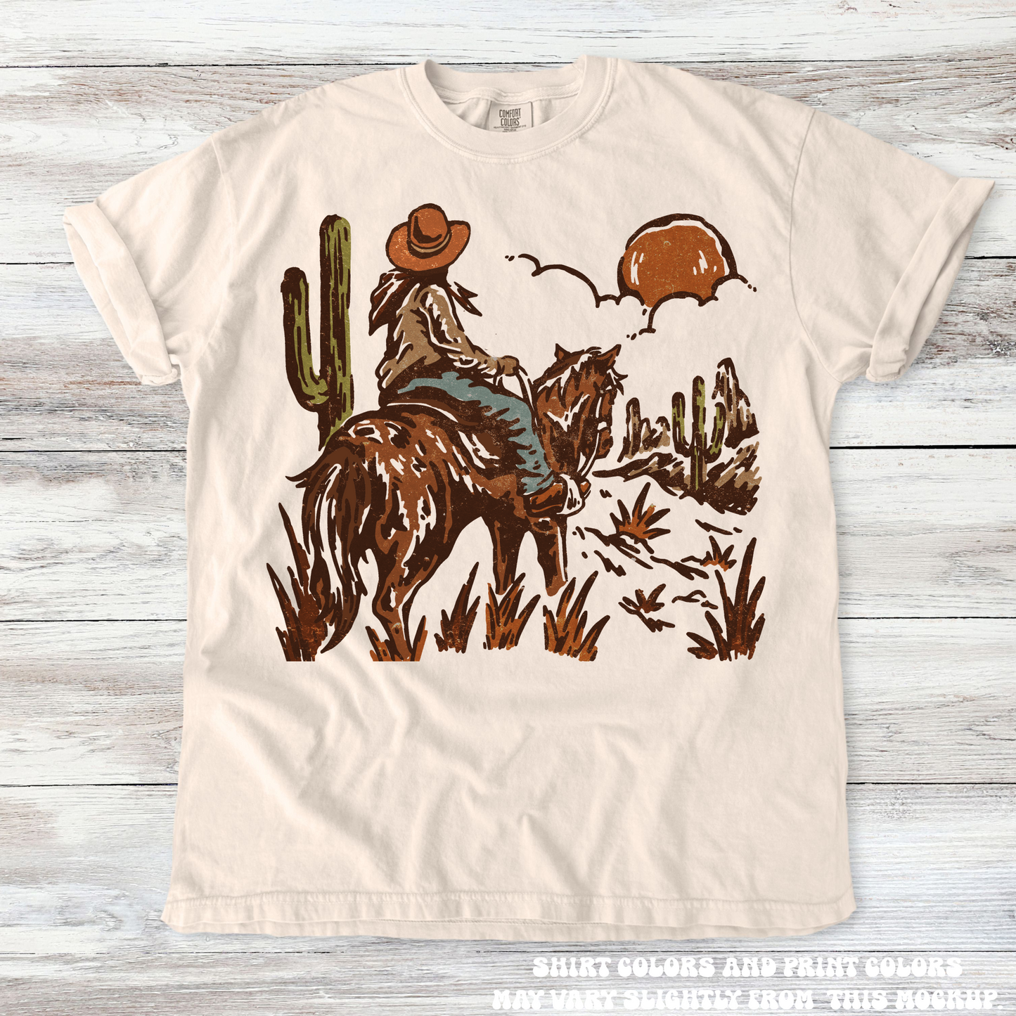 Cowgirl Sunset Western Tee - Printed On Comfort Colors