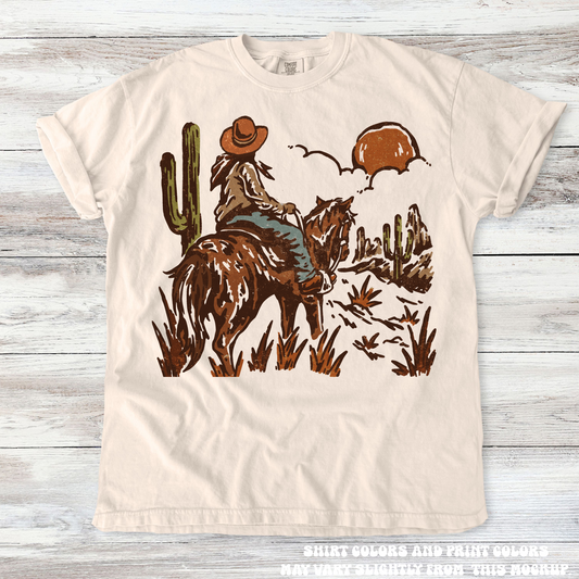 Cowgirl Sunset Western Tee - Printed On Comfort Colors
