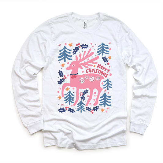 Boho Reindeer Christmas Shirt -  Long Sleeve Tees & Sweatshirts