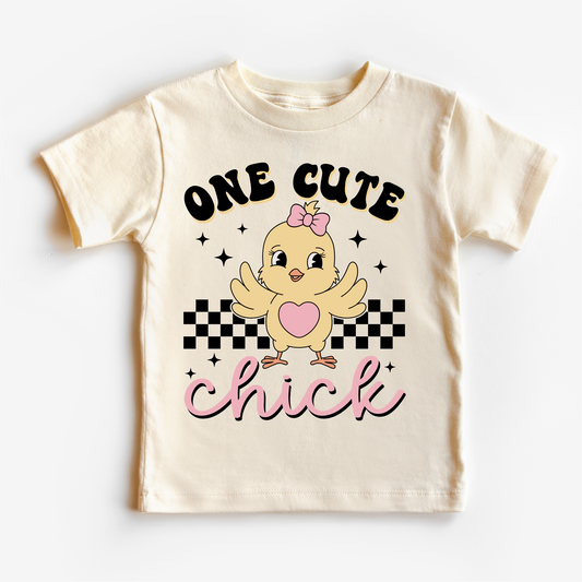 One Cute Chick Easter Shirt - Girls Retro Easter Tee