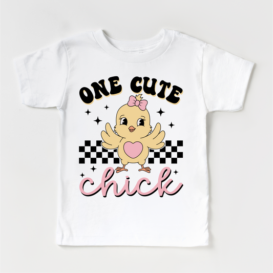 One Cute Chick Easter Shirt - Girls Retro Easter Tee