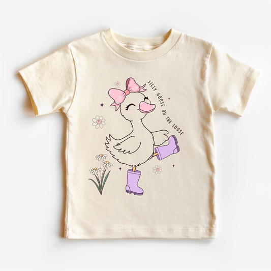 Girls Silly Goose On The Loose Shirt - Funny Kids Tee