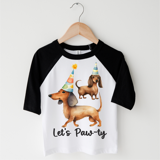 Let's Paw-ty Dachshund Birthday Shirt - Kids Dog Birthday Tee