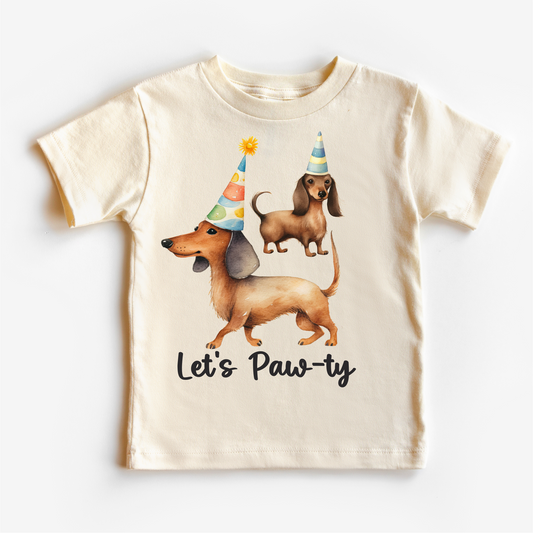 Let's Paw-ty Dachshund Birthday Shirt - Kids Dog Birthday Tee