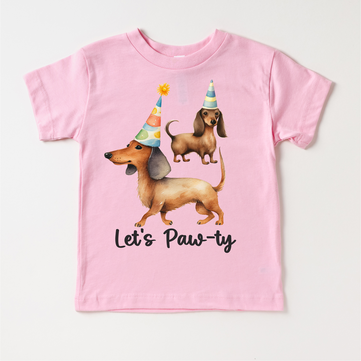 Let's Paw-ty Dachshund Birthday Shirt - Kids Dog Birthday Tee