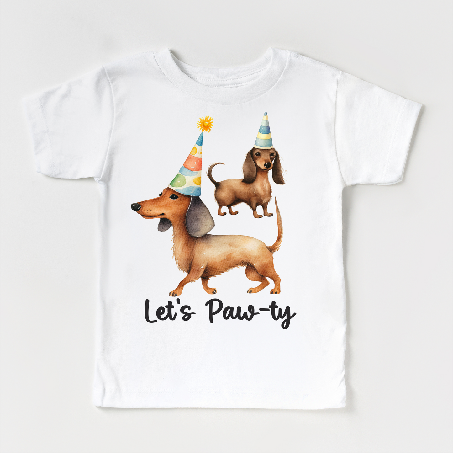 Let's Paw-ty Dachshund Birthday Shirt - Kids Dog Birthday Tee