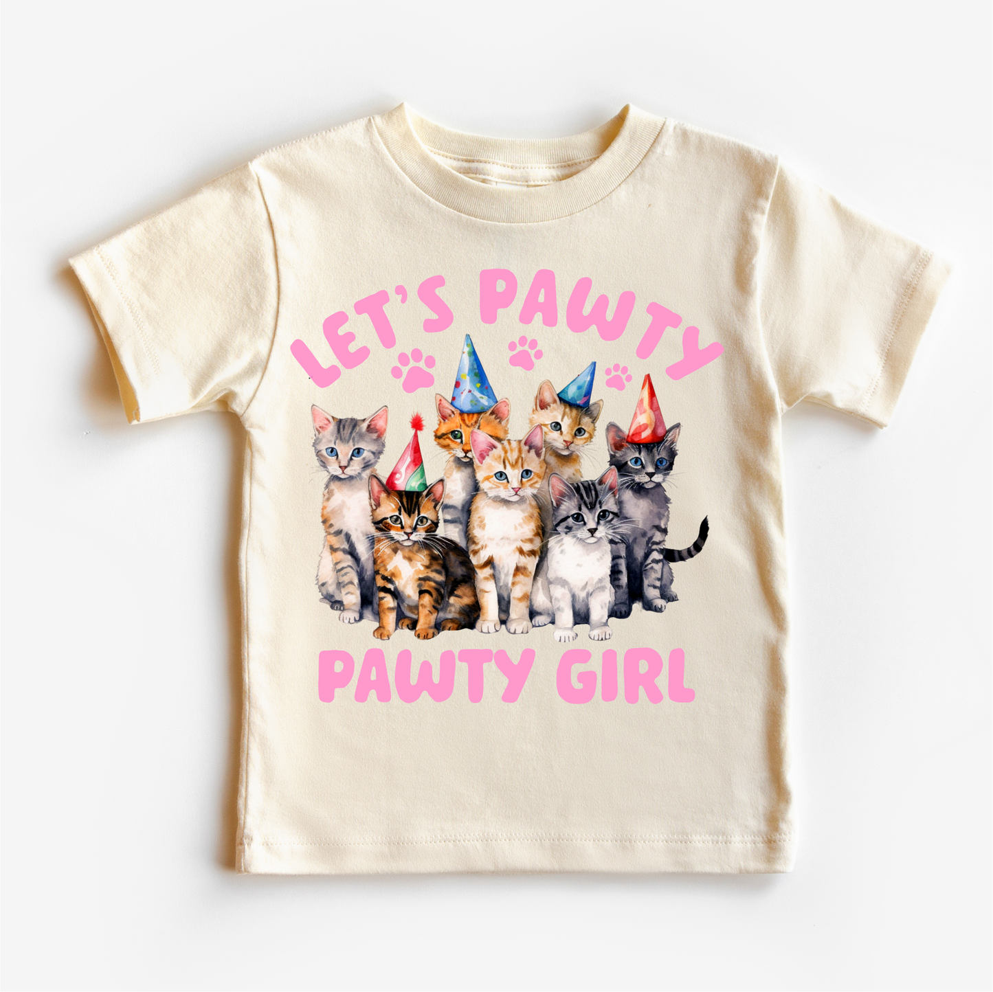 Let's Pawty Pawty Girl Cat Birthday Shirt - Kids Cat Tee
