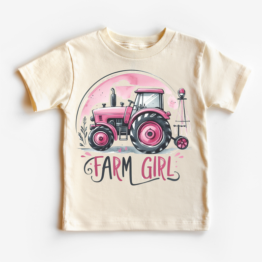 Farm Girl Pink Tractor Shirt - Girls Tractor Shirt