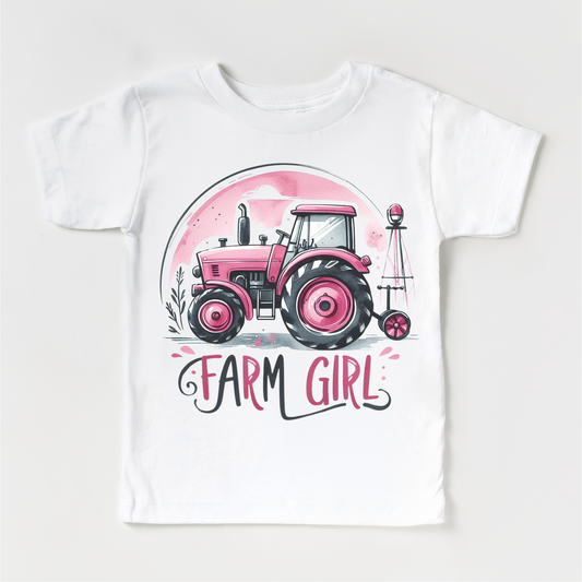 Farm Girl Pink Tractor Shirt - Girls Tractor Shirt