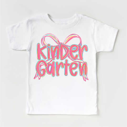 Girls Kindergarten Bow Back To School Shirt - First Day Of School Tee