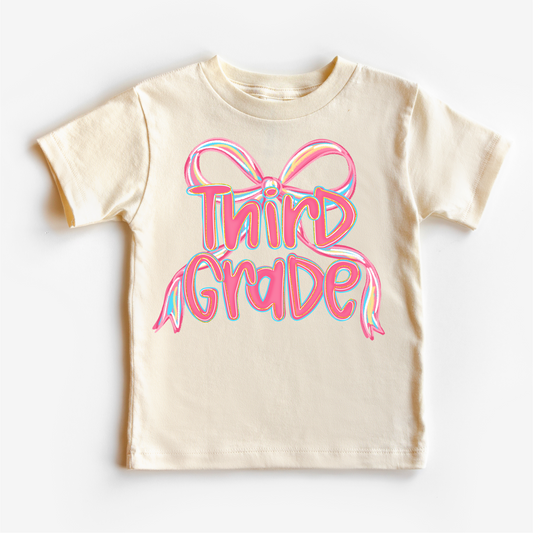 Girls 3rd Grade Bow Back To School Shirt - First Day Of School Tee
