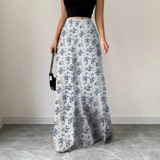 Women Clothing Satin Satin Dress Skirt Women Summer Artificial Silk Long Skirt High Sense