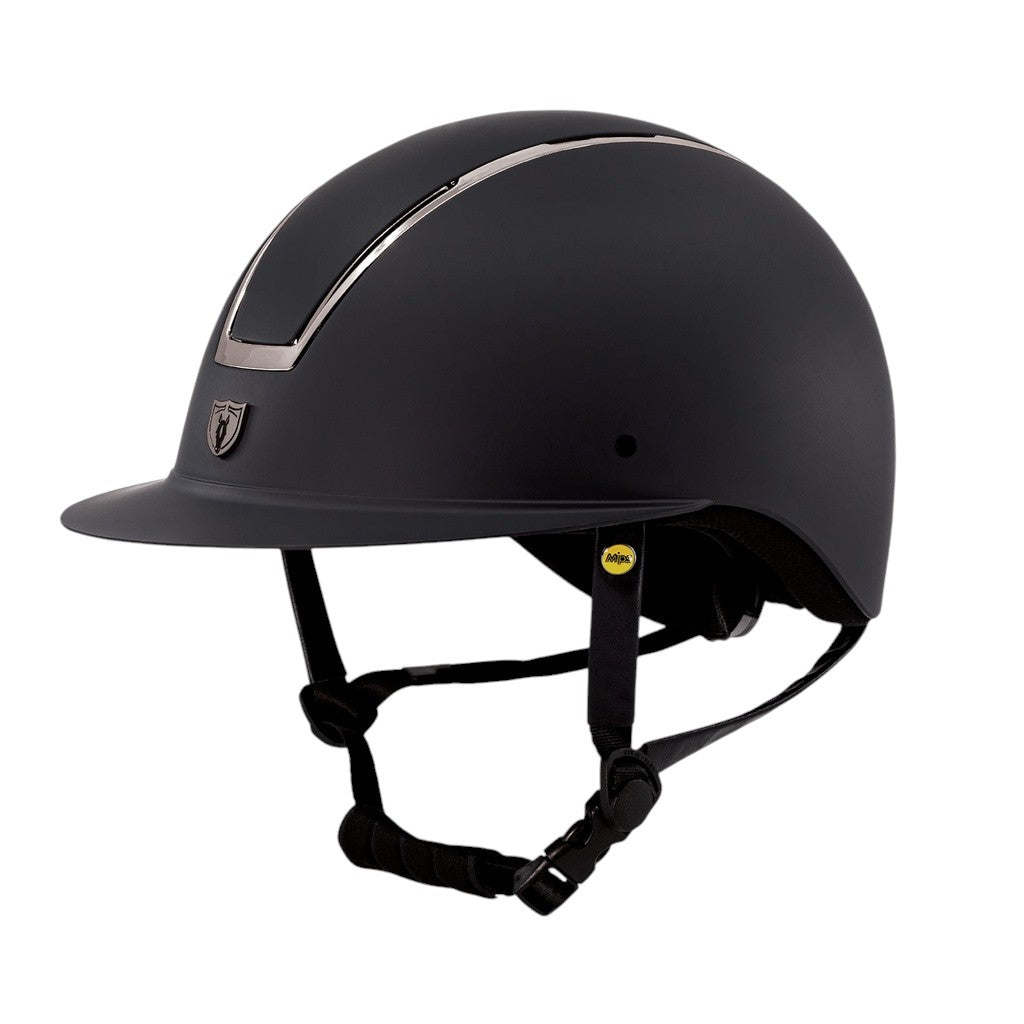 Tipperary Windsor with MIPS Wide Brim - Black UltraSuede Shell w/ Chrome Trim and Black UltraSuede Top
