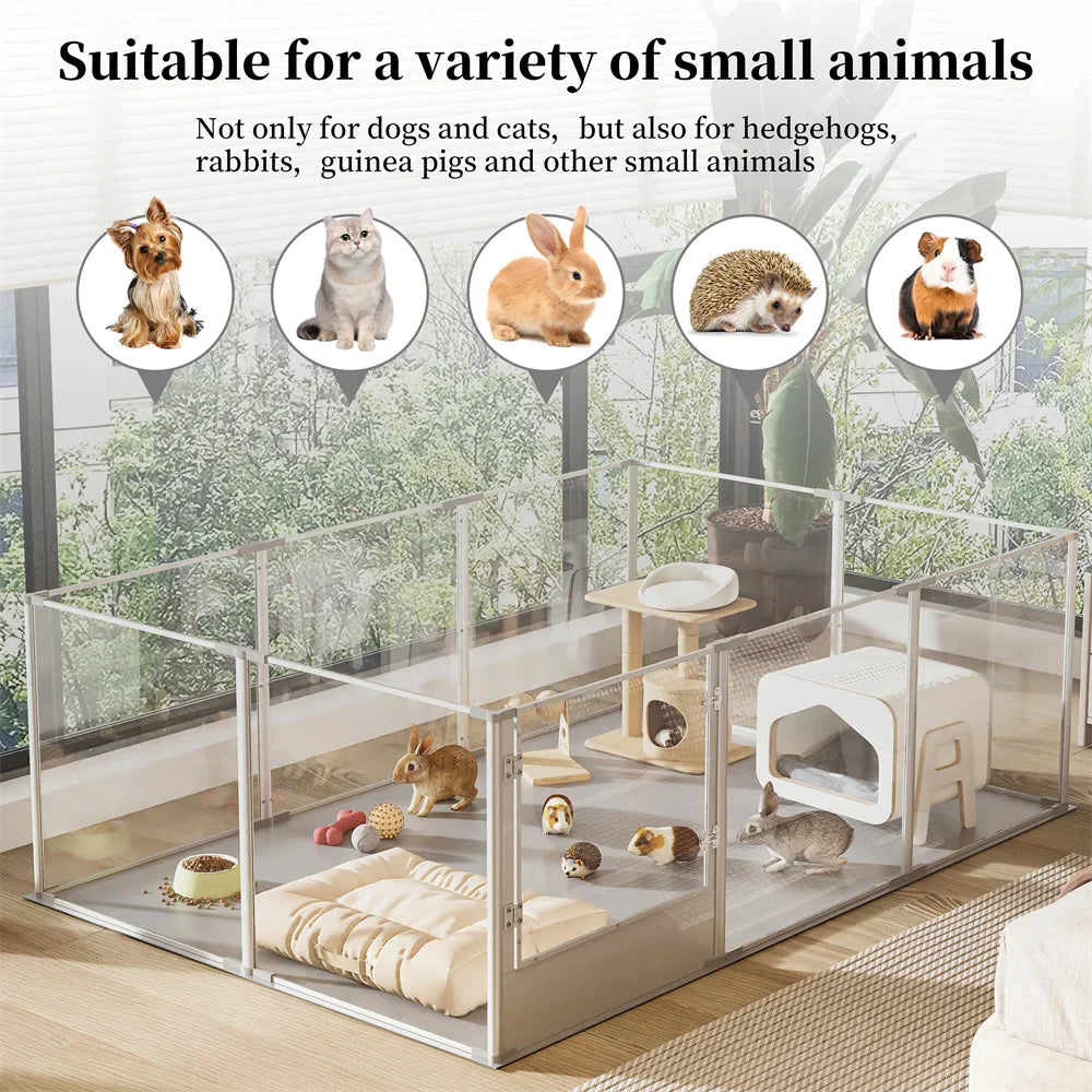 Premium Acrylic Dog Playpen - Extra Large 10-Panel Pet Enclosure