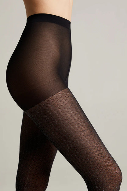 Conte Silver 40 Den - Fantasy Women's Tights with a shimmery openwork honeycomb pattern (20S-94SP)