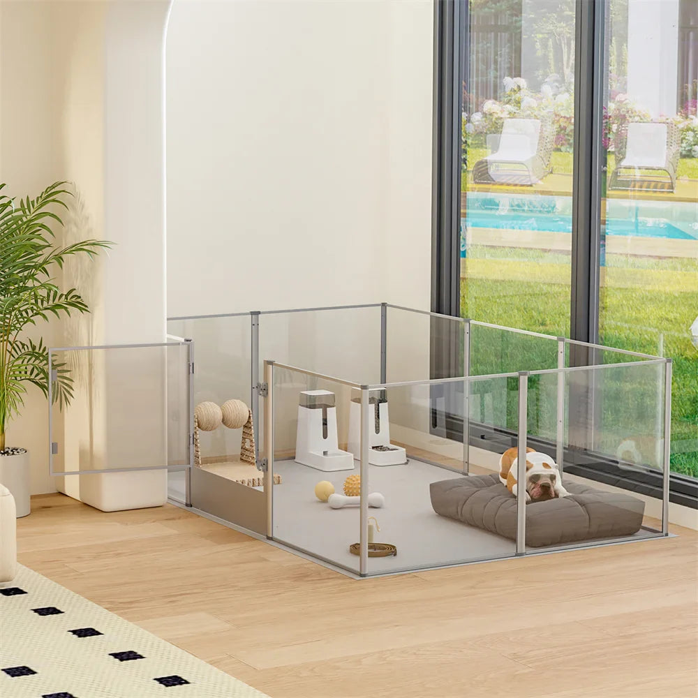 Premium Acrylic Dog Playpen - Extra Large 10-Panel Pet Enclosure