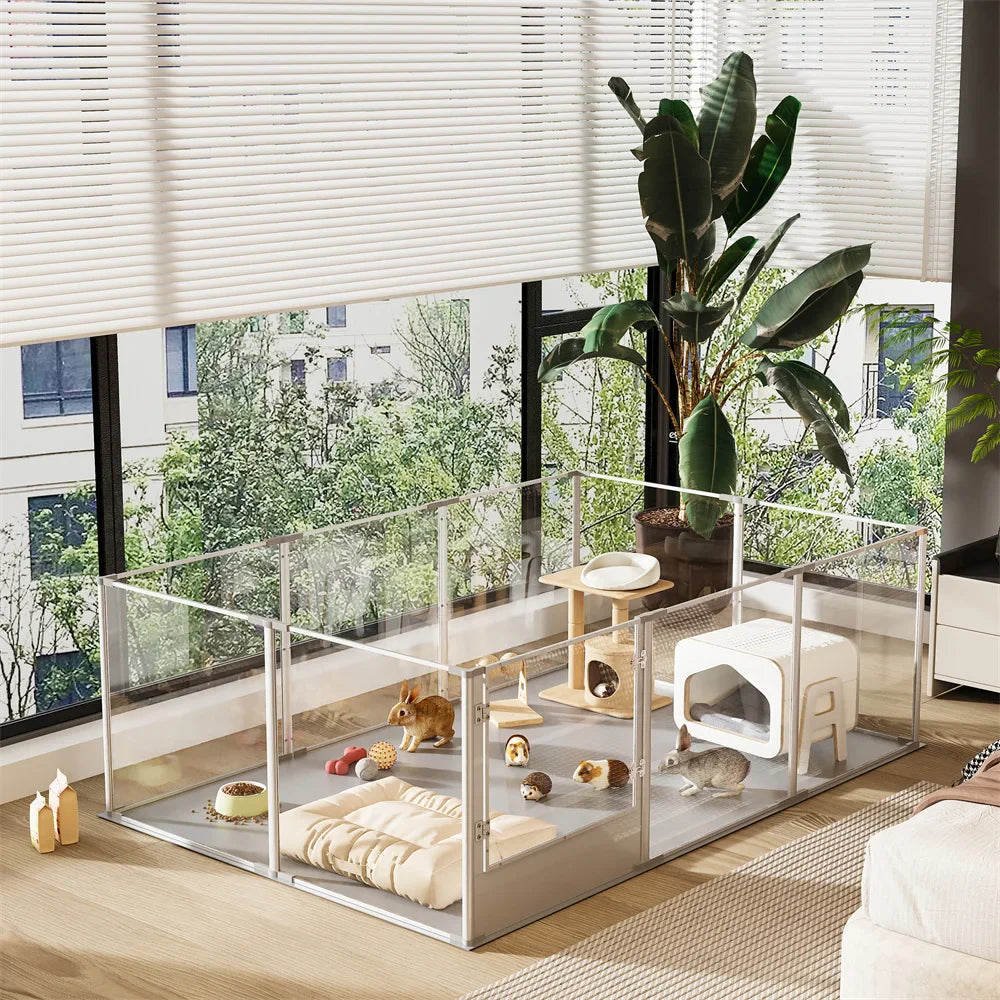 Premium Acrylic Dog Playpen - Extra Large 10-Panel Pet Enclosure