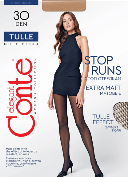 Колготки женские Conte Tulle 30 Den - Classic Matte Tulle Effect Sheer to Waist (17С-105СП)