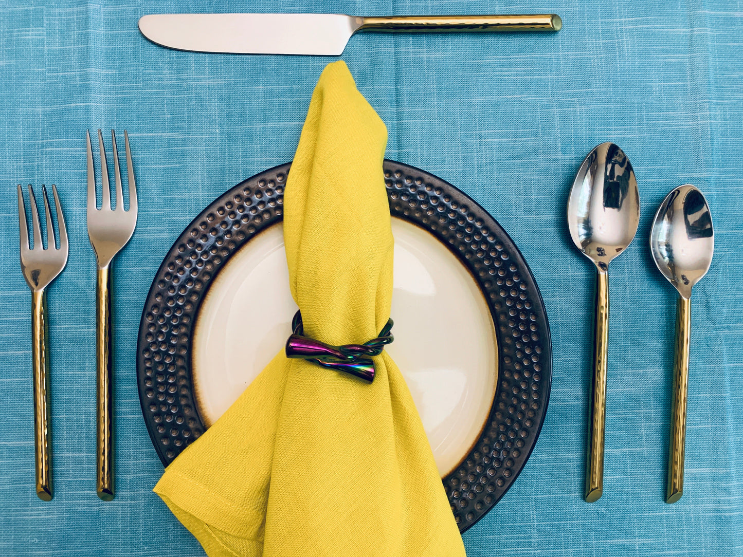 Vibhsa Stainless Steel Gold Flatware set of 20 pieces