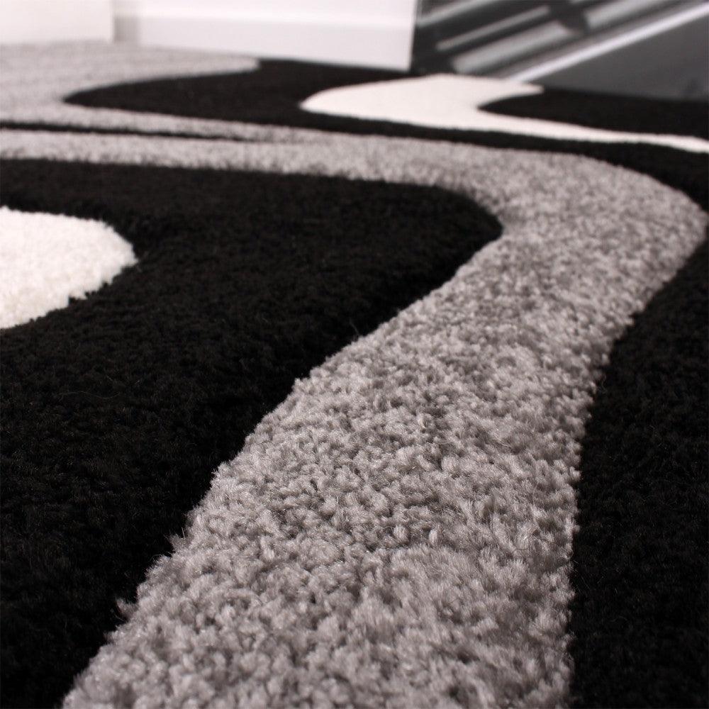Designer Area Rug with Contour Cut and Modern Wave Pattern