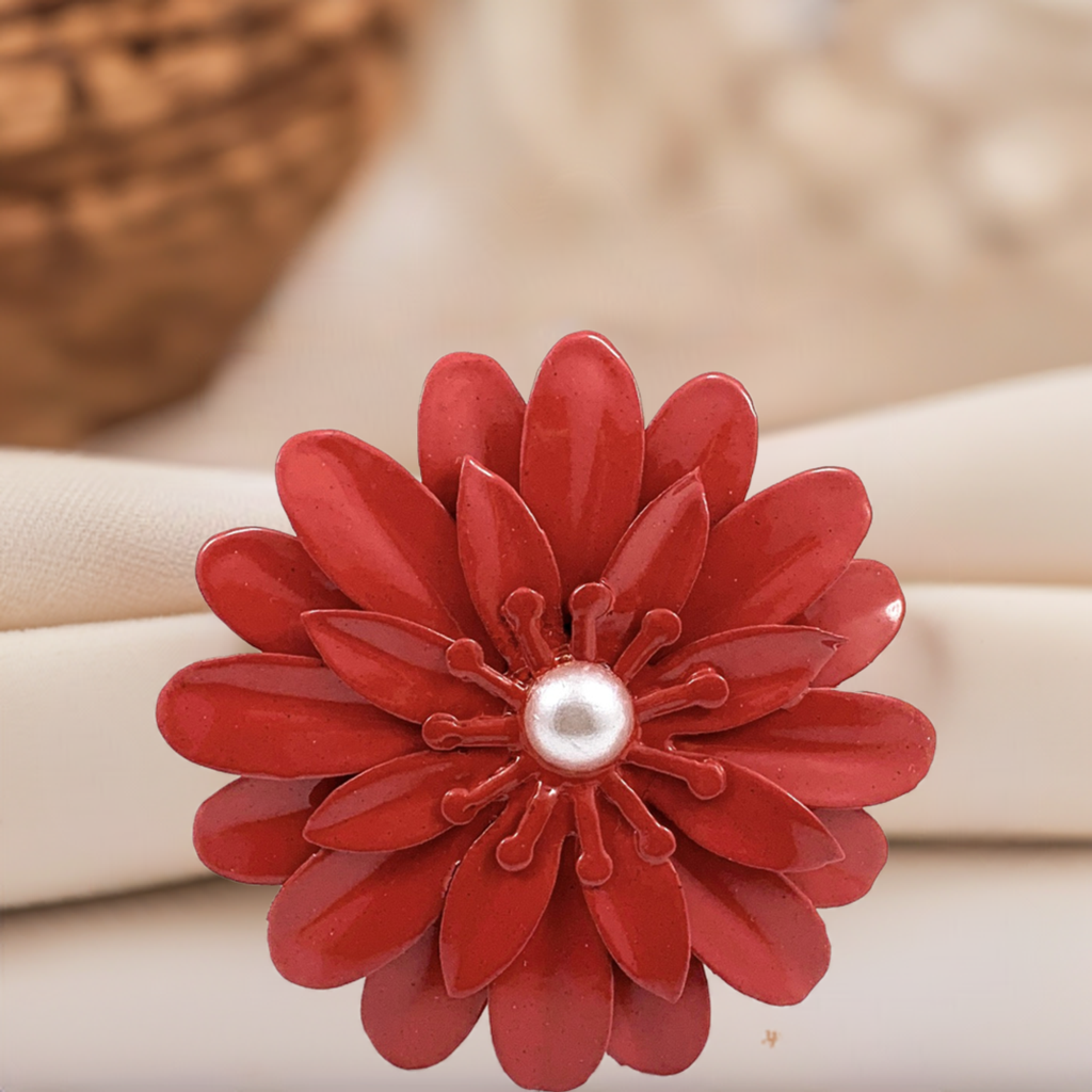 Vibhsa Red Floral Set of 4 Napkin Rings