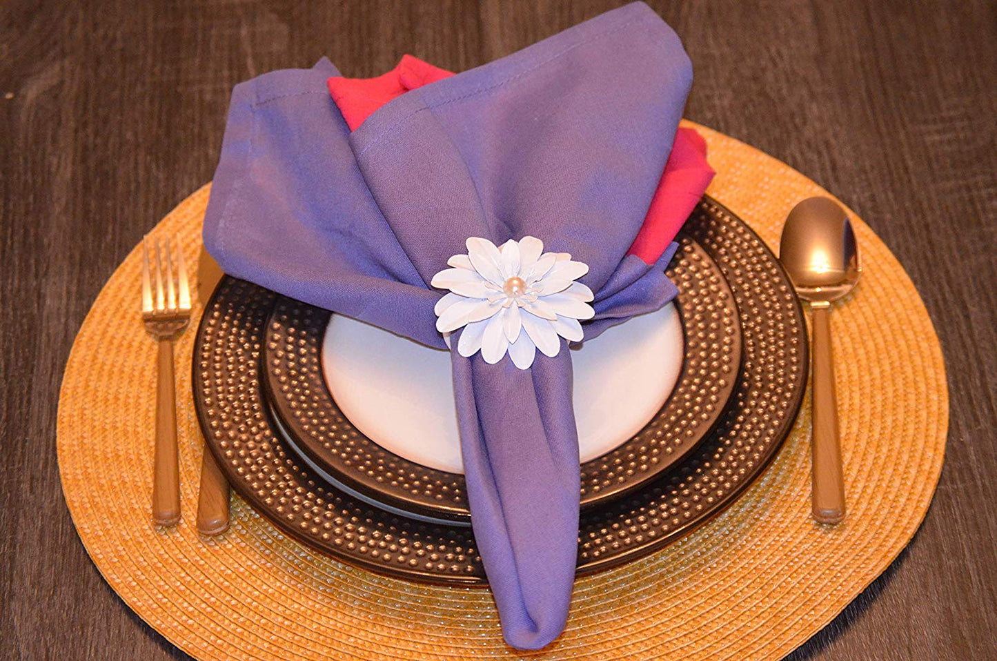 Vibhsa White Floral Set of 12 Napkin Rings