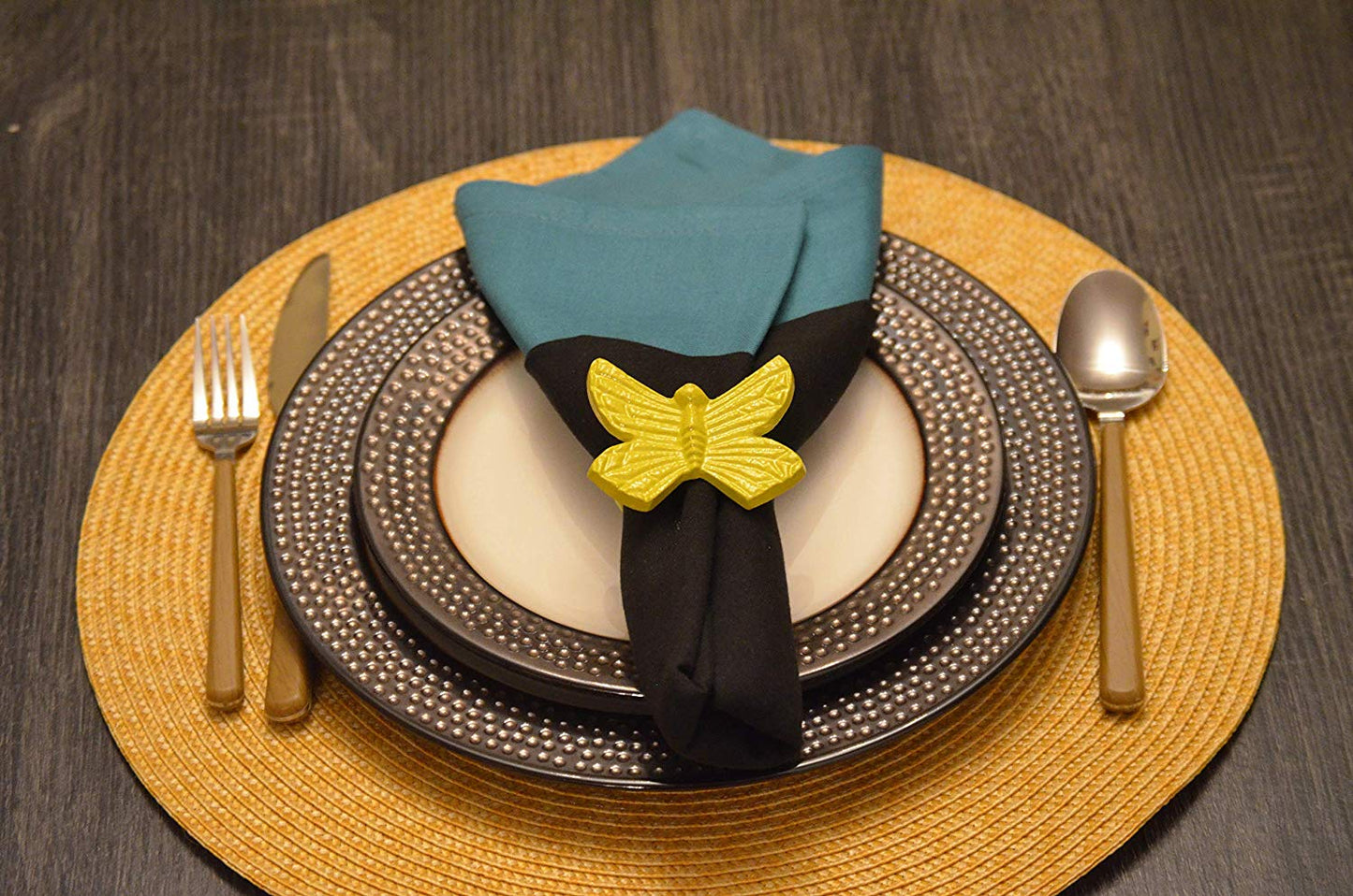 Vibhsa Butterfly Yellow Napkin Rings Set of 4