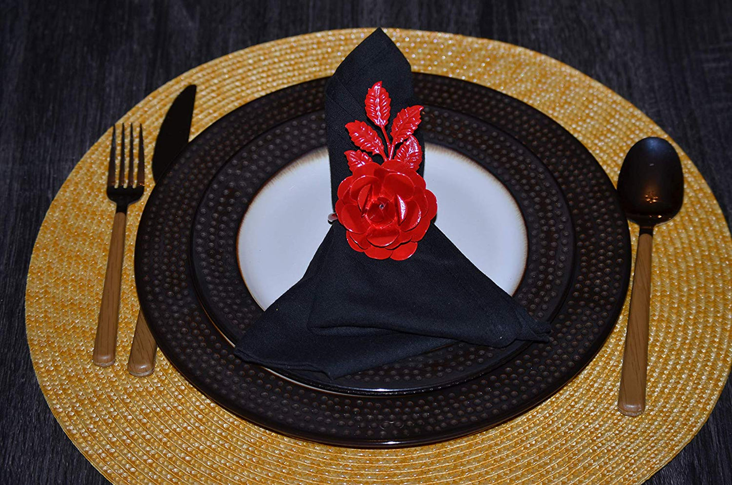 Vibhsa Red Rose Set of 4 Napkin Rings