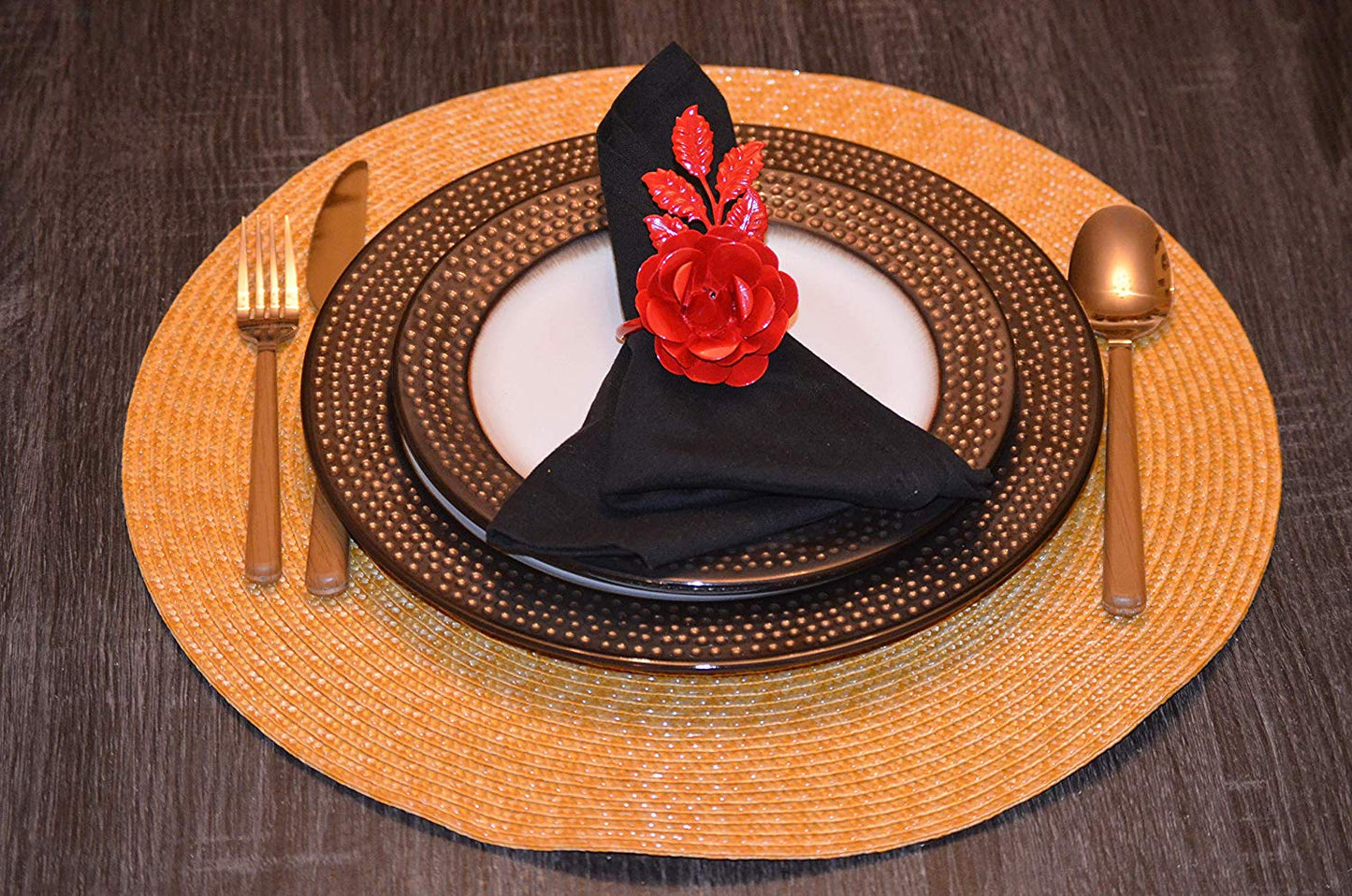 Vibhsa Red Rose Set of 4 Napkin Rings