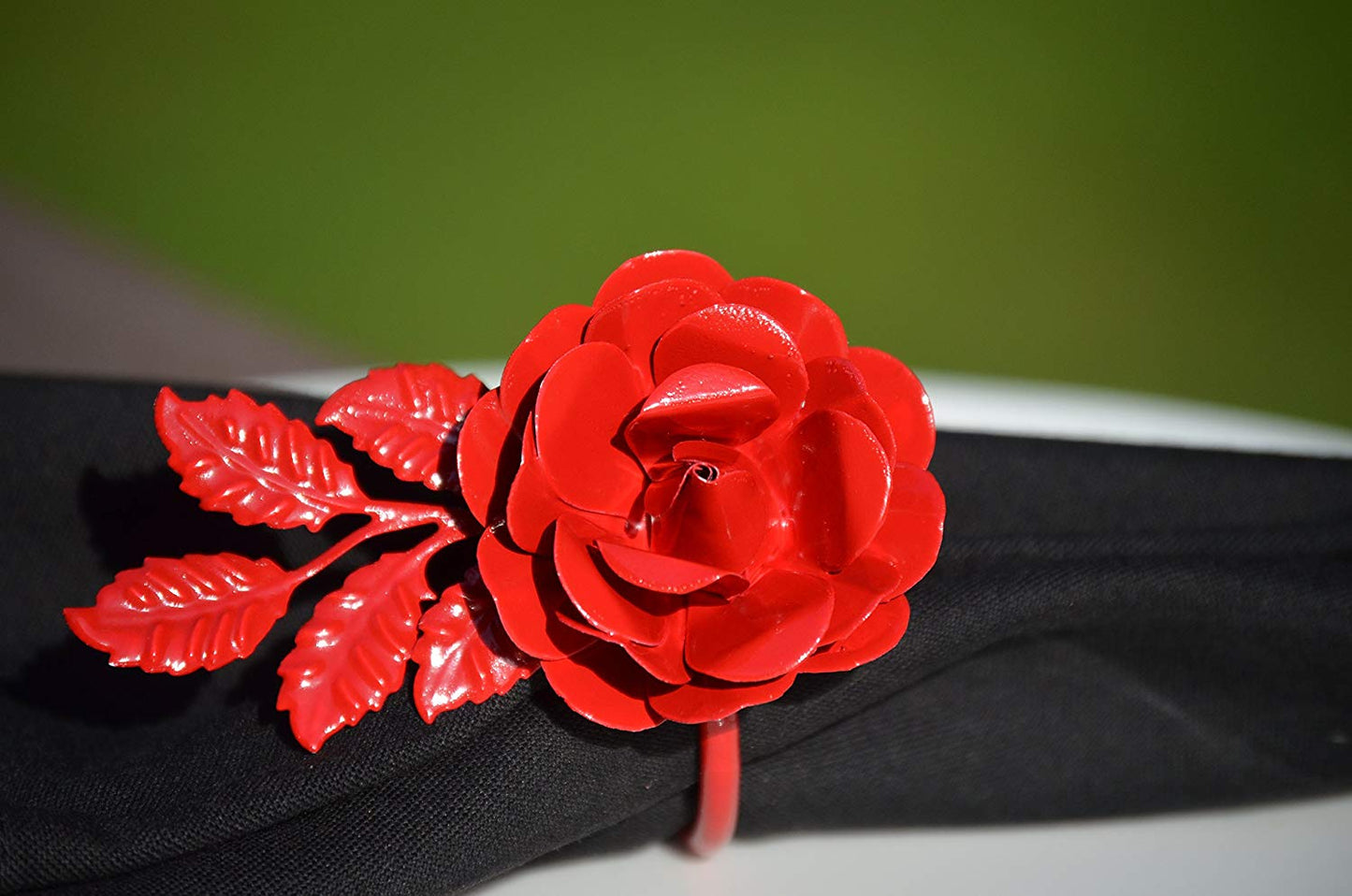Vibhsa Red Rose Set of 4 Napkin Rings
