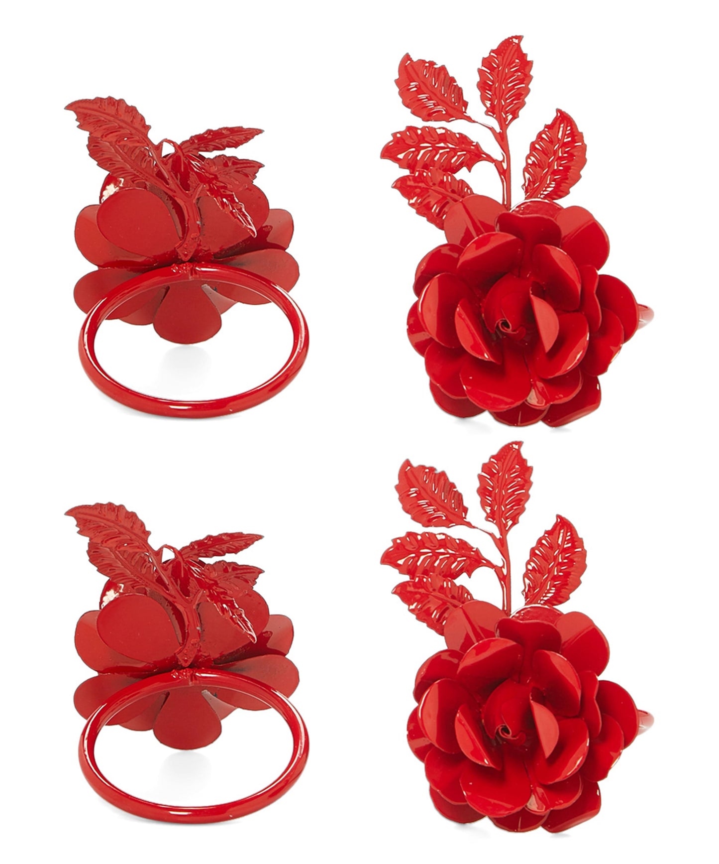 Vibhsa Red Rose Set of 4 Napkin Rings