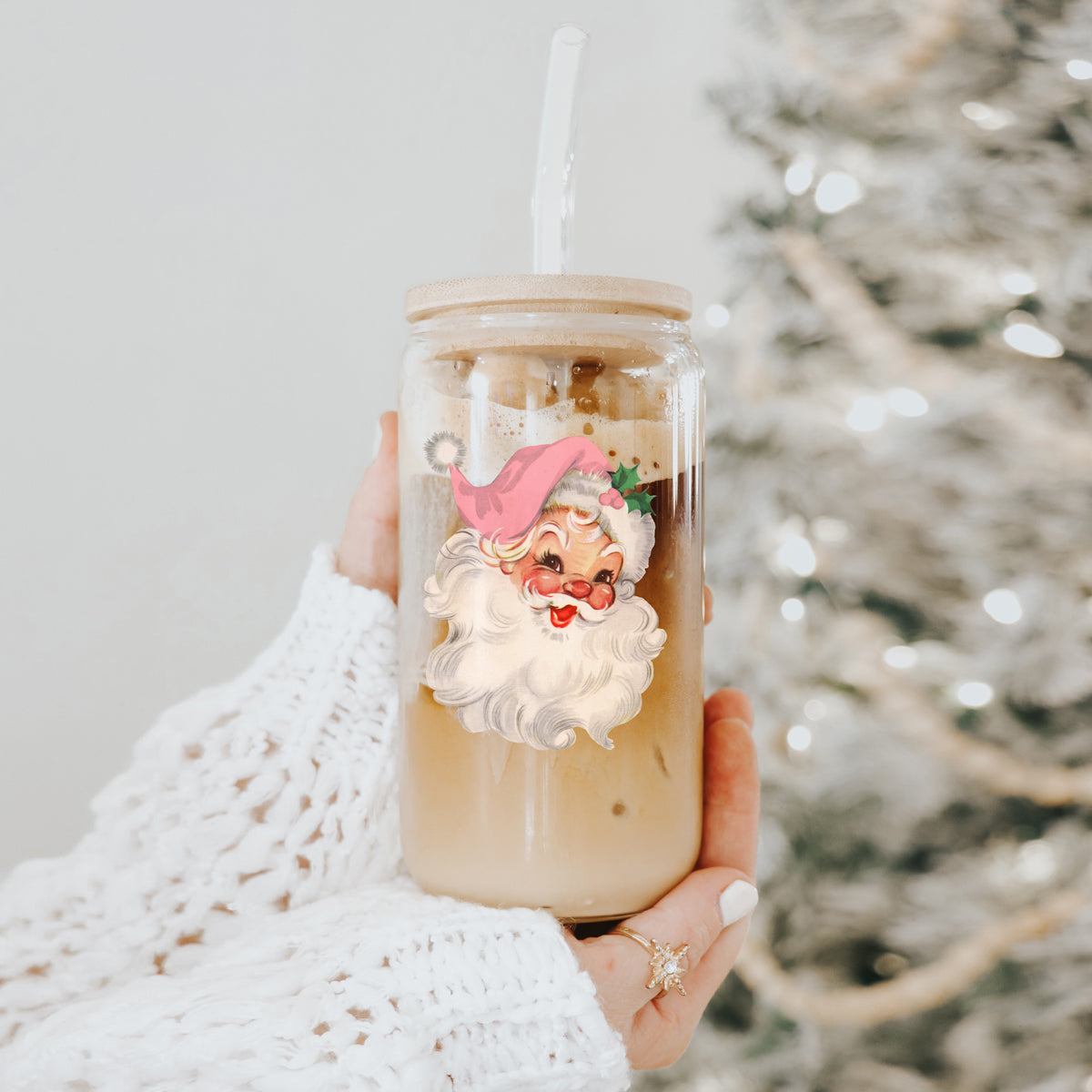 Vintage Pink Santa 17oz