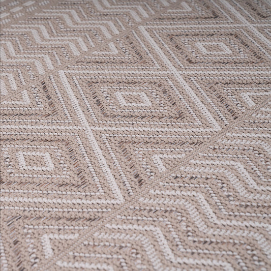 Outdoor Rug Vermont Stain-Resistant with Boho Pattern in Beige